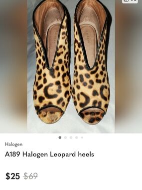 A189 Halogen Leopard-Print Peep-Toe Heels - Brown/Cream/Black